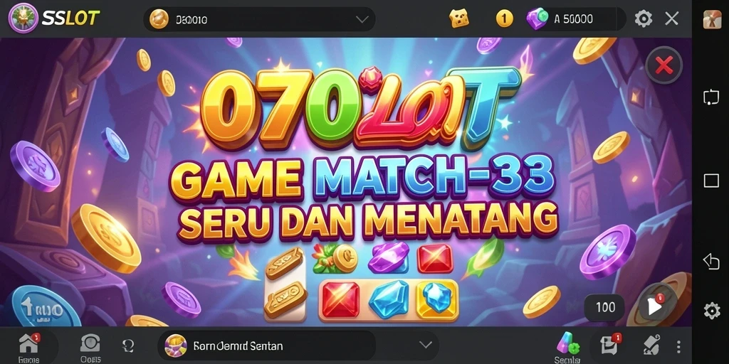 Tampilan gameplay 070SLOT yang cerah dan menarik di level Match-3.