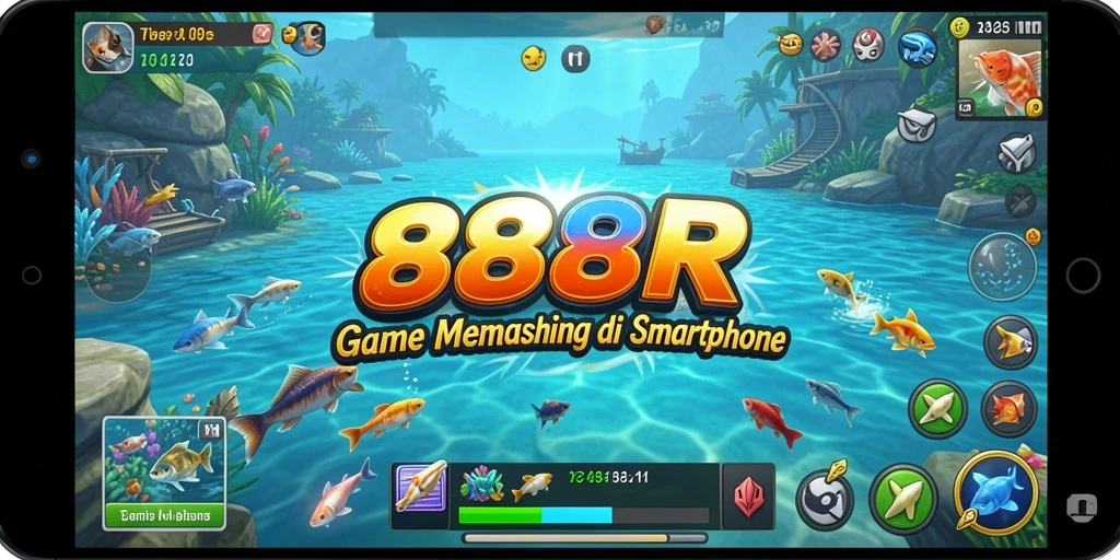 Screenshot gameplay 888R menampilkan aksi memancing yang seru dan dinamis.