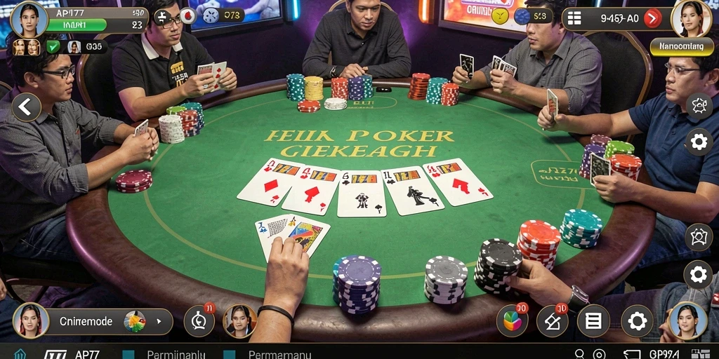 Tampilan gameplay Poker yang menarik dan mendebarkan.