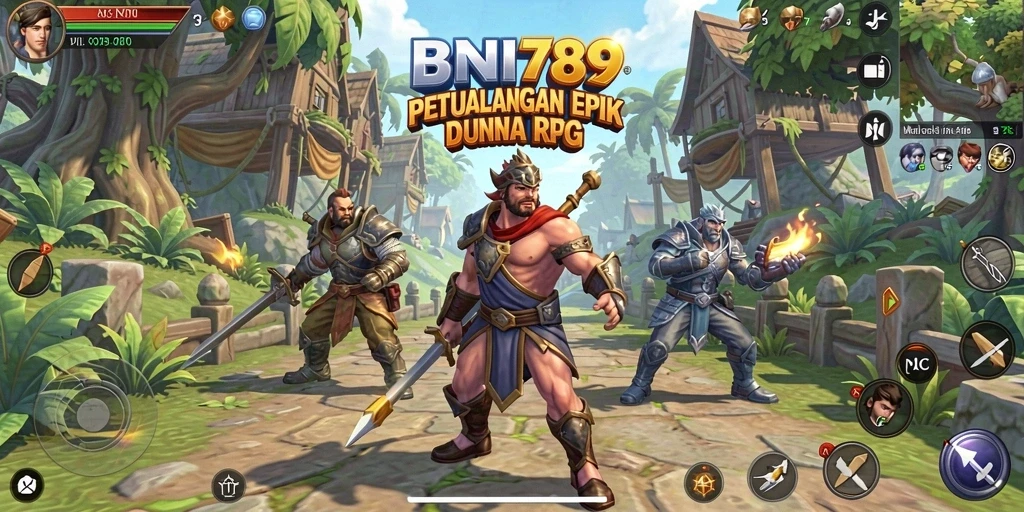 Tangkapan layar menunjukkan pertarungan seru dalam game RPG BNI789.