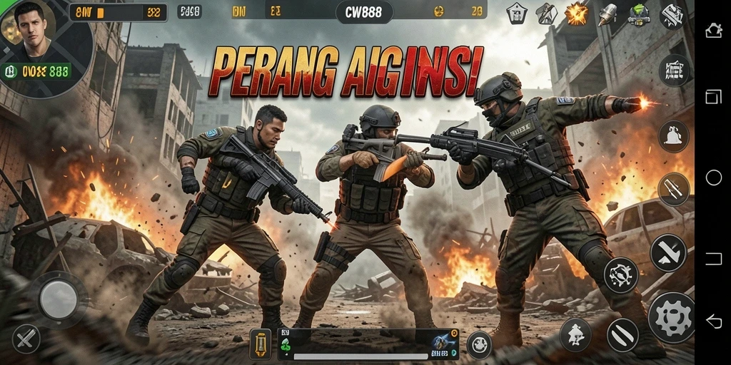 Gameplay seru CW8888 yang menampilkan pertempuran aksi.
