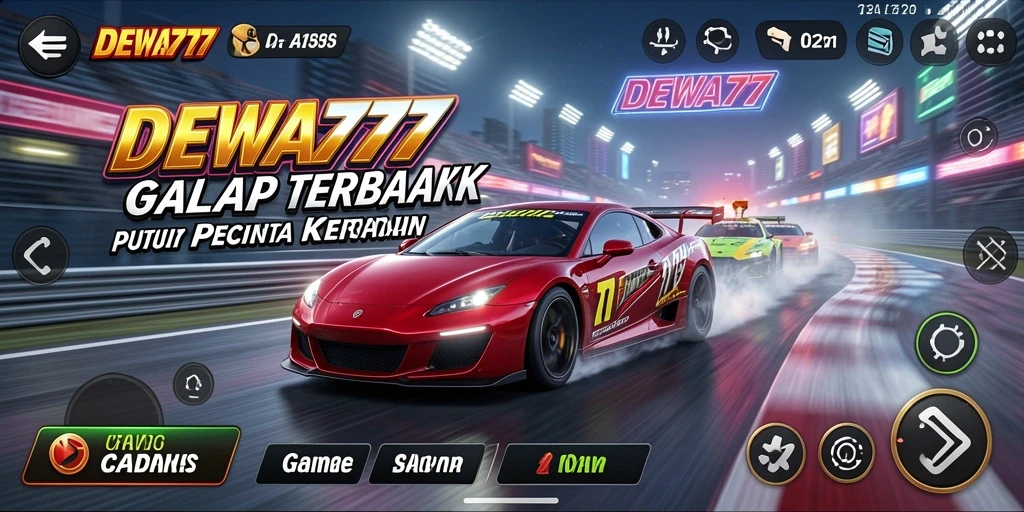 Tampilan balapan seru di DEWA777 dengan mobil dan trek yang menawan.
