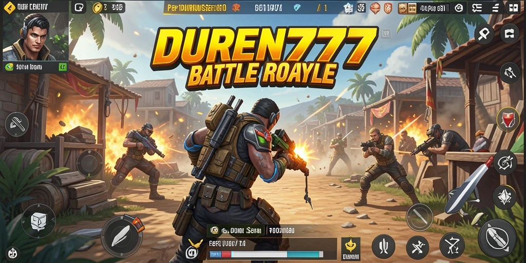 Tangkapan layar gameplay DUREN777 yang menunjukkan pertarungan seru di arena Battle Royale.