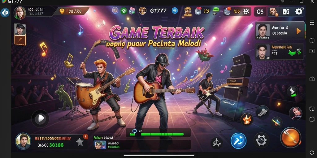 Tampilan gameplay GT777 yang penuh warna dan dinamis.