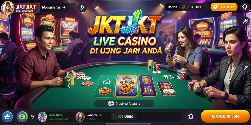 Tampilan gameplay JKTJKT yang mendebarkan dengan dealer langsung.