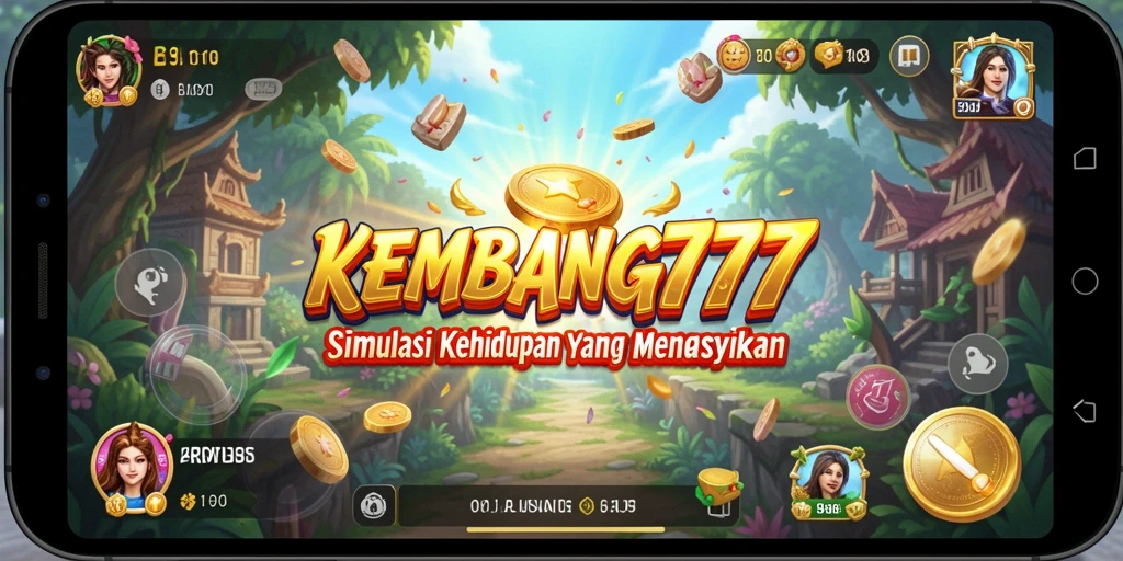Tampilan gameplay KEMBANG777 dengan karakter yang berinteraksi di dunia simulasi.