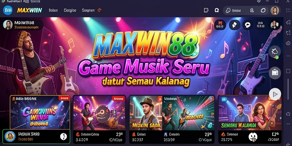 Tampilan screenshot gameplay MAXWIN88 dengan berbagai pilihan lagu musik.