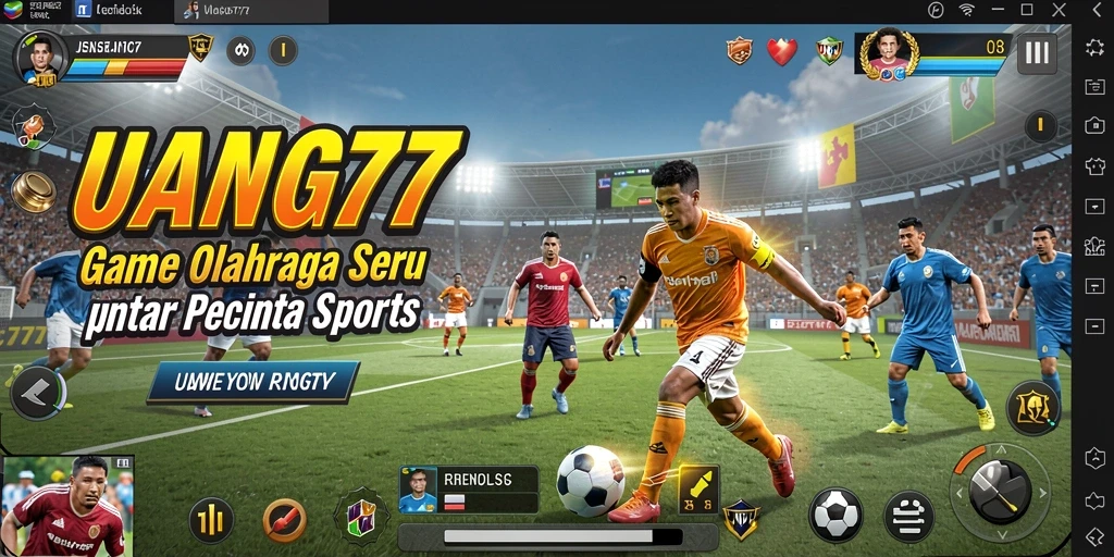 Tampilan gameplay <strong>UANG77</strong> dengan aksi seru di lapangan olahraga.