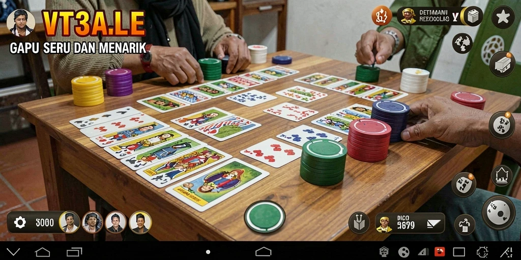 Tampilan gameplay VT38 yang seru dalam permainan Gaple.